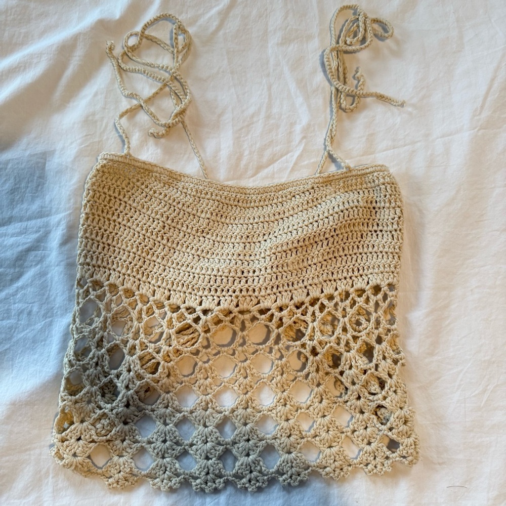 Tic Toc Cream Crochet Camisole Top, Size S